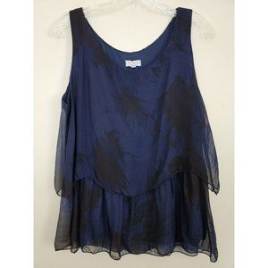 H Trend Blue Silk Made In Italy Sleeveless Top M